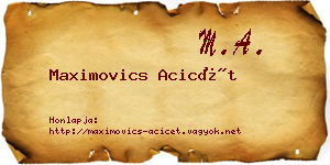 Maximovics Acicét névjegykártya